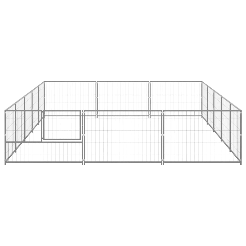 Hondenkennel 15 m² staal zilverkleurig - AllerleiShop