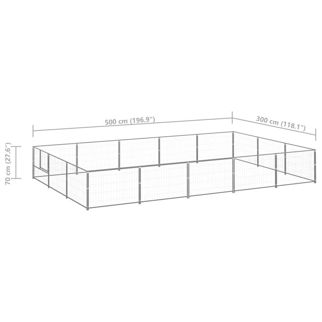 Hondenkennel 15 m² staal zilverkleurig - AllerleiShop