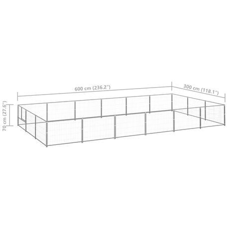 Hondenkennel 18 m² staal zilverkleurig - AllerleiShop