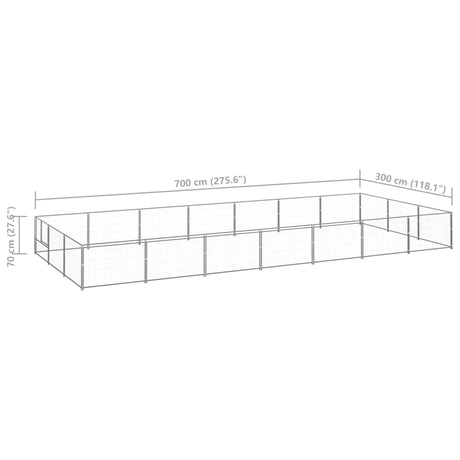 Hondenkennel 21 m² staal zilverkleurig - AllerleiShop