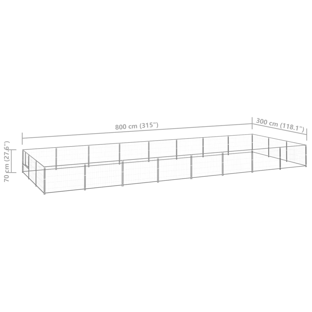 Hondenkennel 24 m² staal zilverkleurig - AllerleiShop