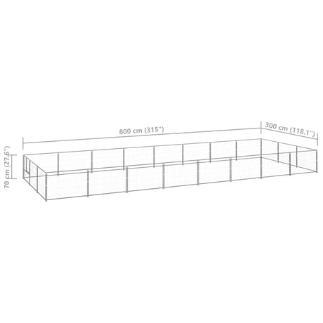 Hondenkennel 24 m² staal zilverkleurig - AllerleiShop