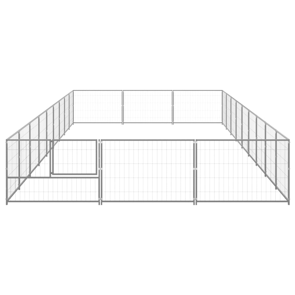 Hondenkennel 27 m² staal zilverkleurig - AllerleiShop