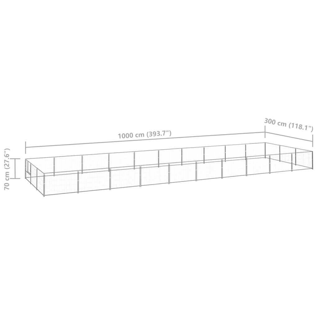 Hondenkennel 30 m² staal zilverkleurig - AllerleiShop