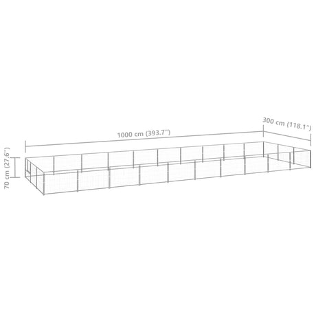 Hondenkennel 30 m² staal zilverkleurig - AllerleiShop