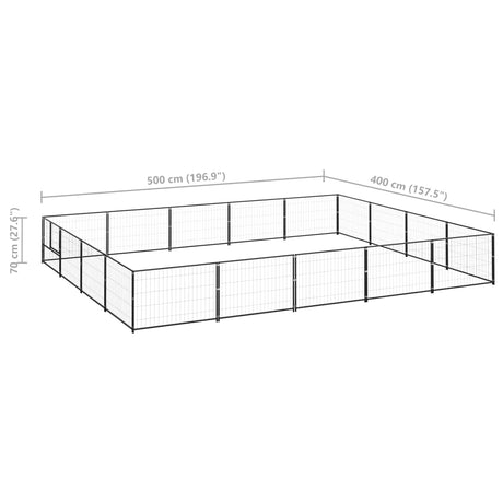 Hondenkennel 20 m² staal zwart - AllerleiShop