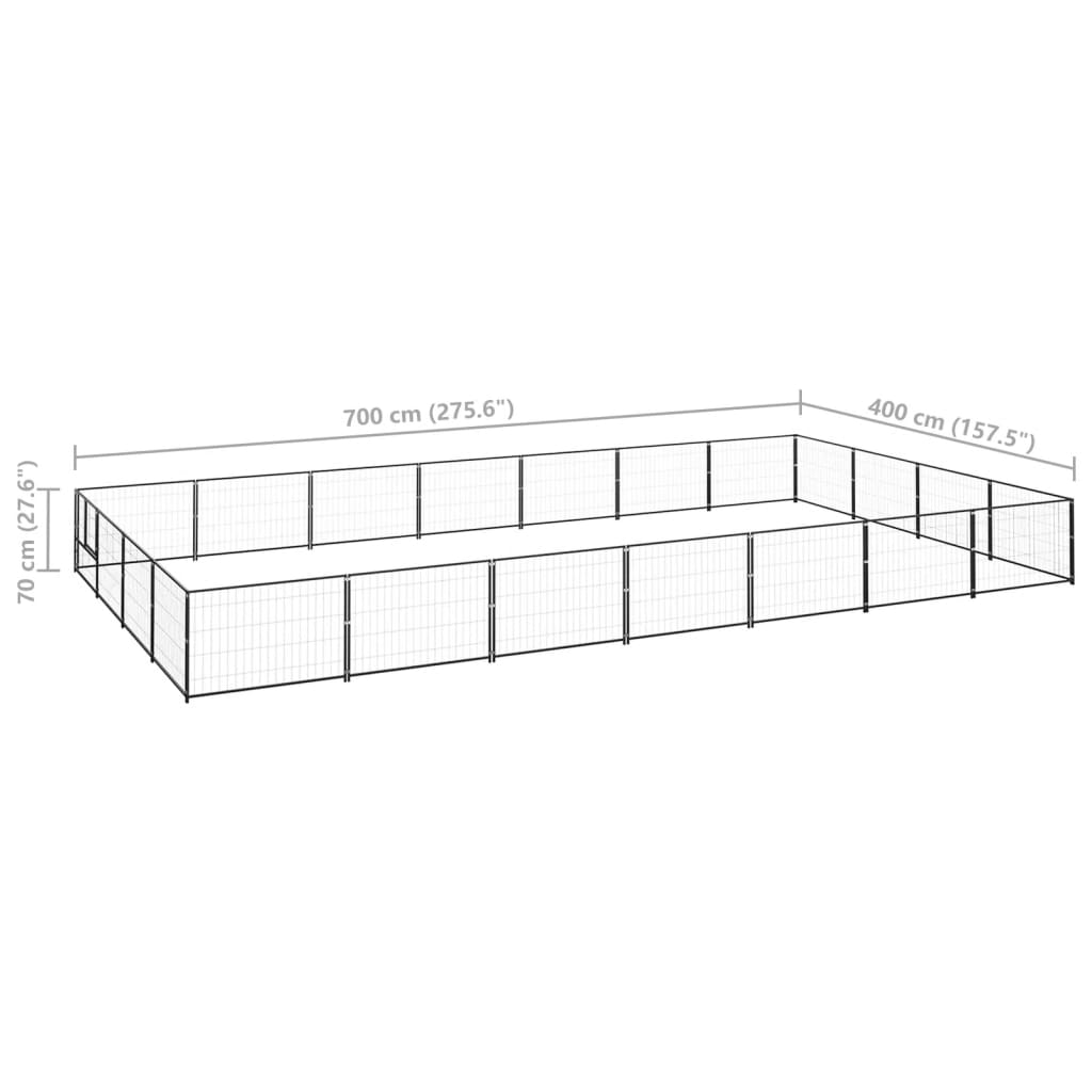 Hondenkennel 28 m² staal zwart - AllerleiShop