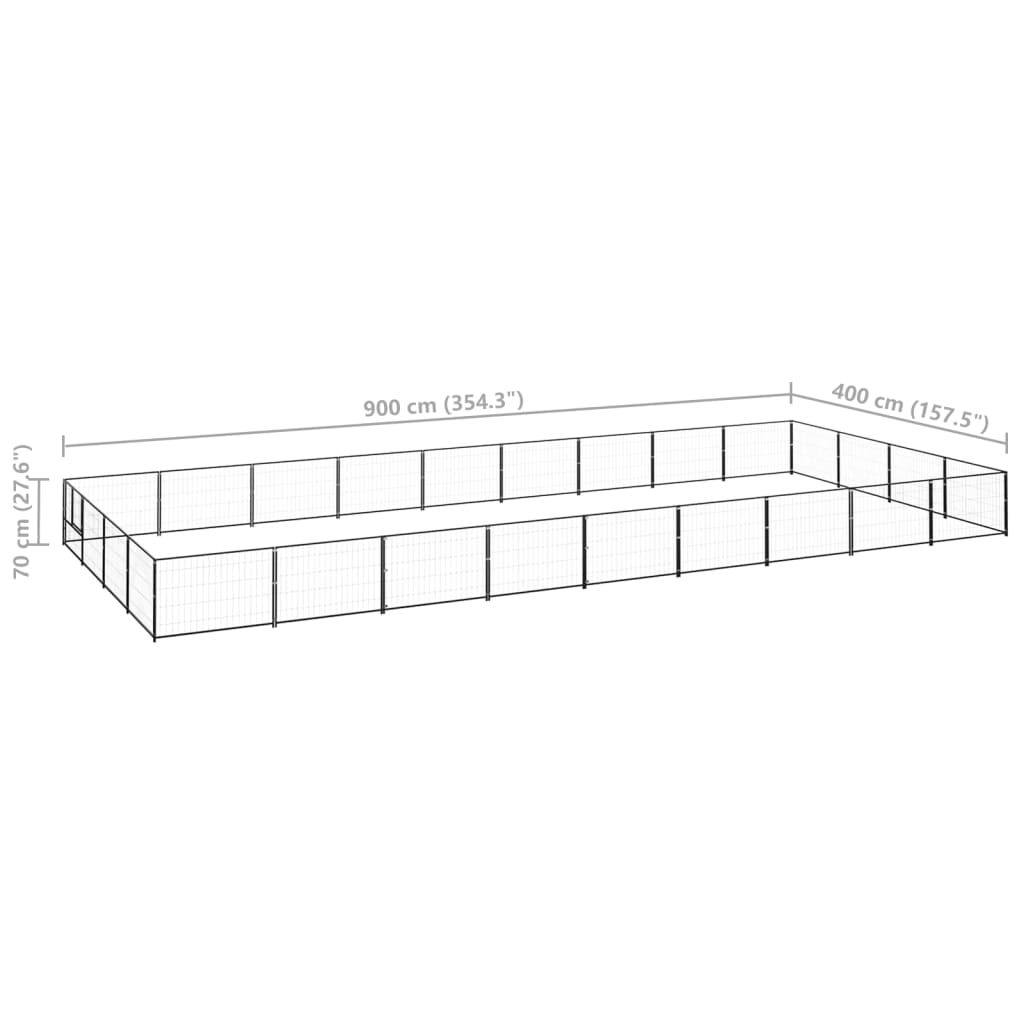 Hondenkennel 36 m² staal zwart - AllerleiShop