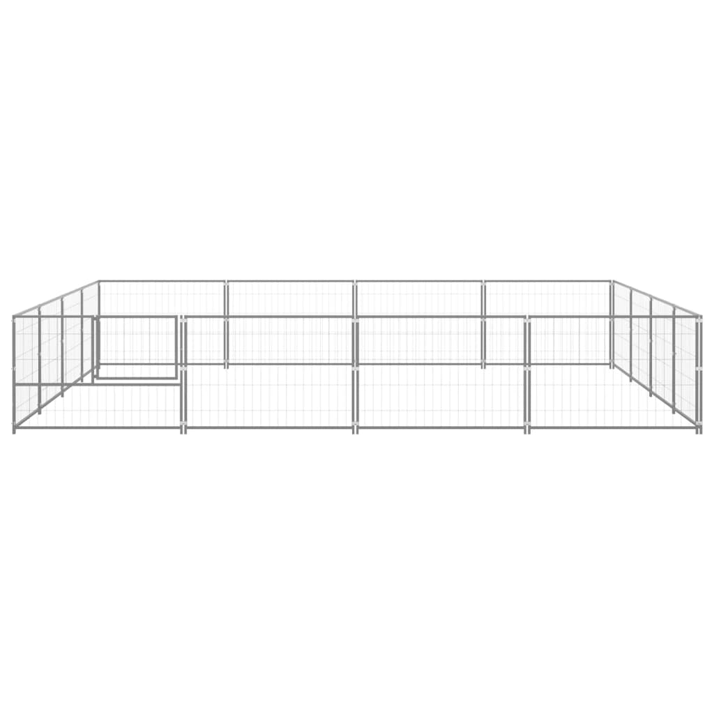 Hondenkennel 16 m² staal zilverkleurig - AllerleiShop