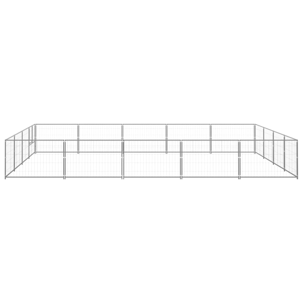 Hondenkennel 20 m² staal zilverkleurig - AllerleiShop