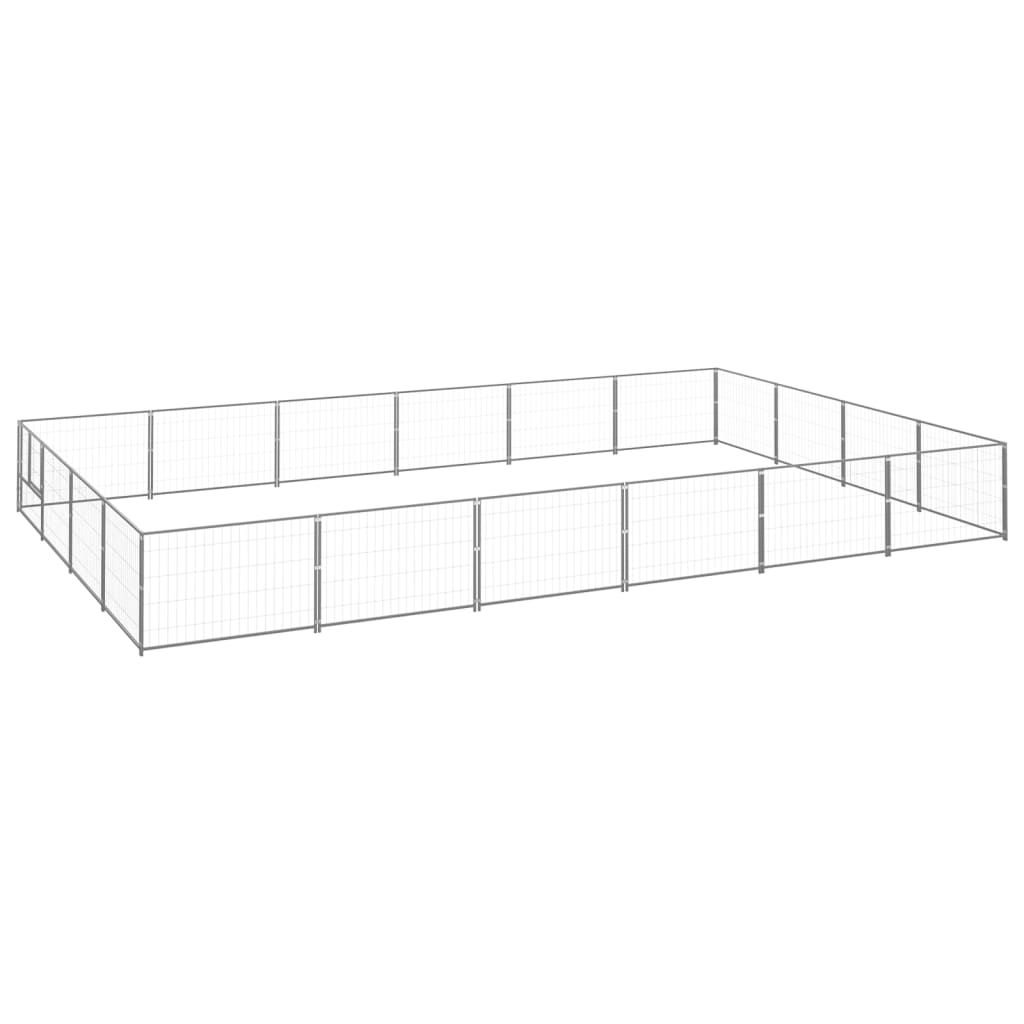 Hondenkennel 24 m² staal zilverkleurig - AllerleiShop