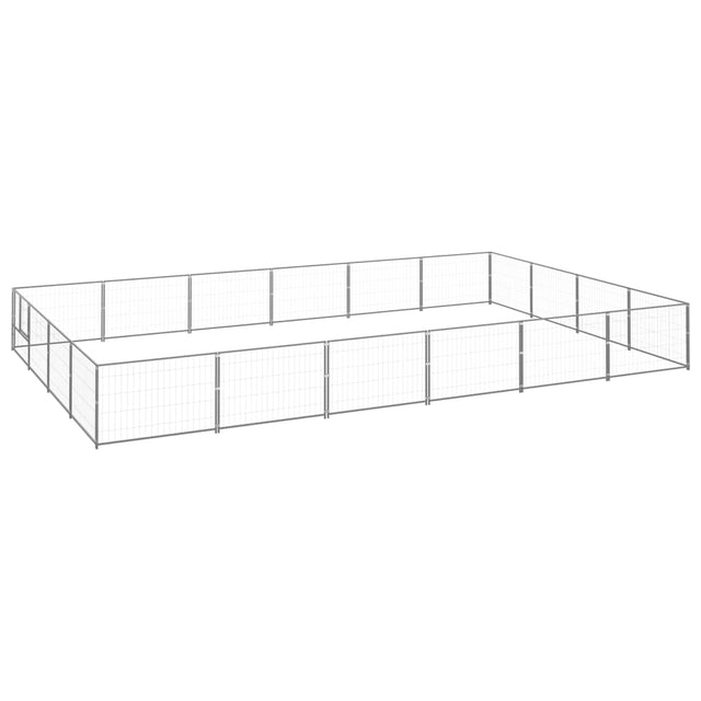 Hondenkennel 24 m² staal zilverkleurig - AllerleiShop