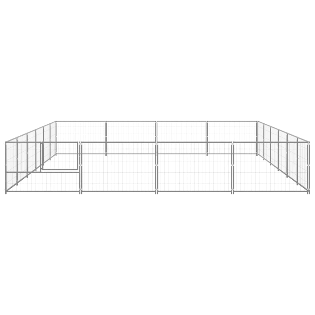 Hondenkennel 24 m² staal zilverkleurig - AllerleiShop