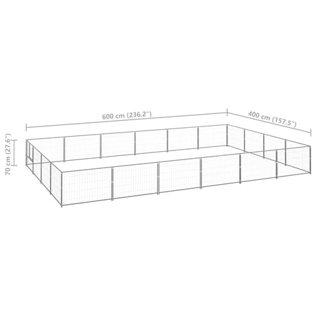 Hondenkennel 24 m² staal zilverkleurig - AllerleiShop