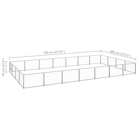 Hondenkennel 28 m² staal zilverkleurig - AllerleiShop