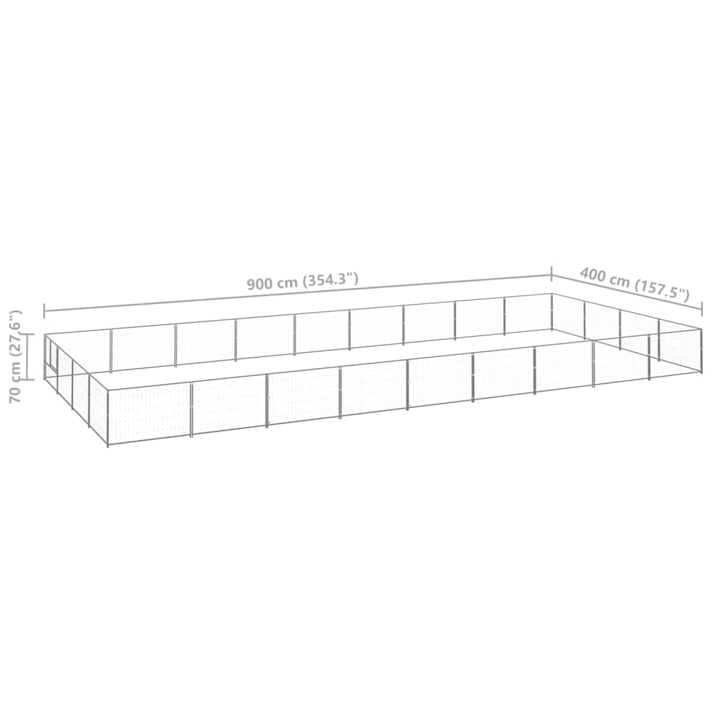 Hondenkennel 36 m² staal zilverkleurig - AllerleiShop