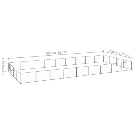 Hondenkennel 36 m² staal zilverkleurig - AllerleiShop