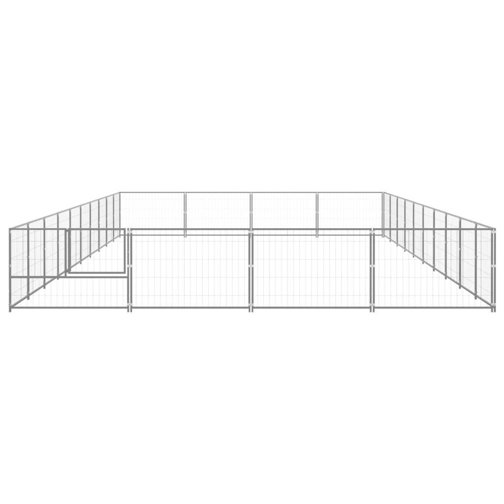 Hondenkennel 40 m² staal zilverkleurig - AllerleiShop