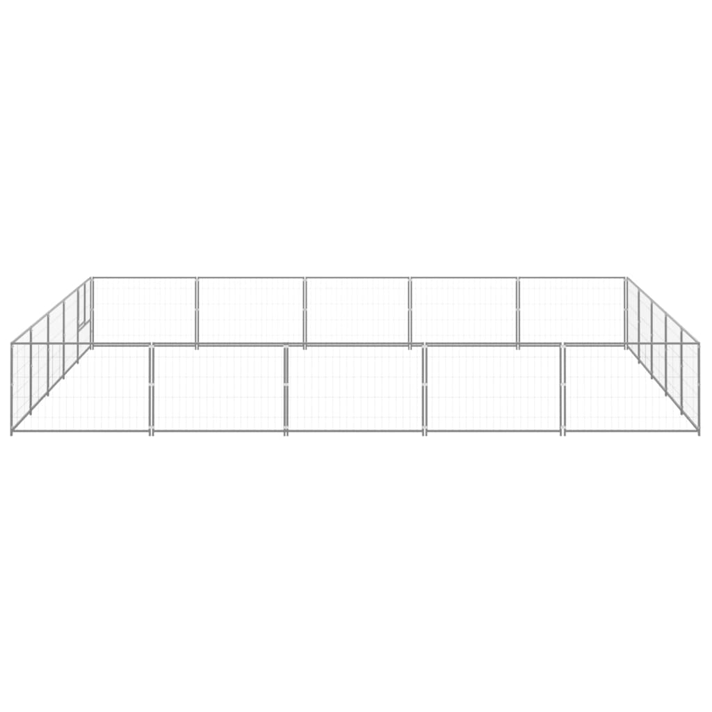 Hondenkennel 25 m² staal zilverkleurig - AllerleiShop