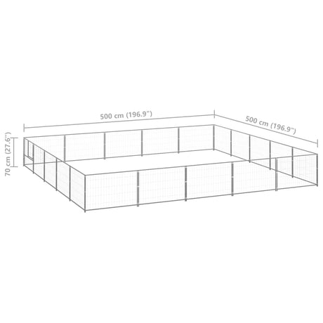 Hondenkennel 25 m² staal zilverkleurig - AllerleiShop