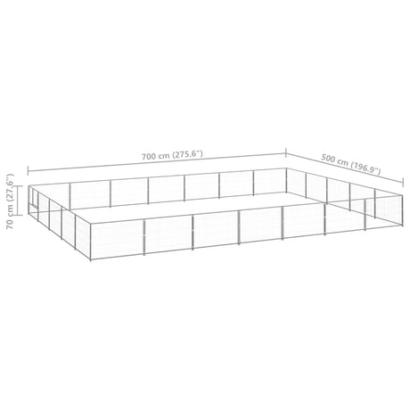 Hondenkennel 35 m² staal zilverkleurig - AllerleiShop