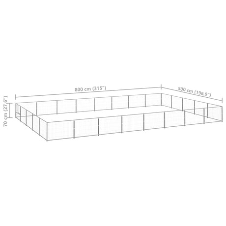 Hondenkennel 40 m² staal zilverkleurig - AllerleiShop