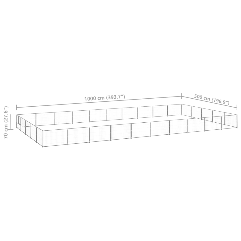 Hondenkennel 50 m² staal zilverkleurig - AllerleiShop