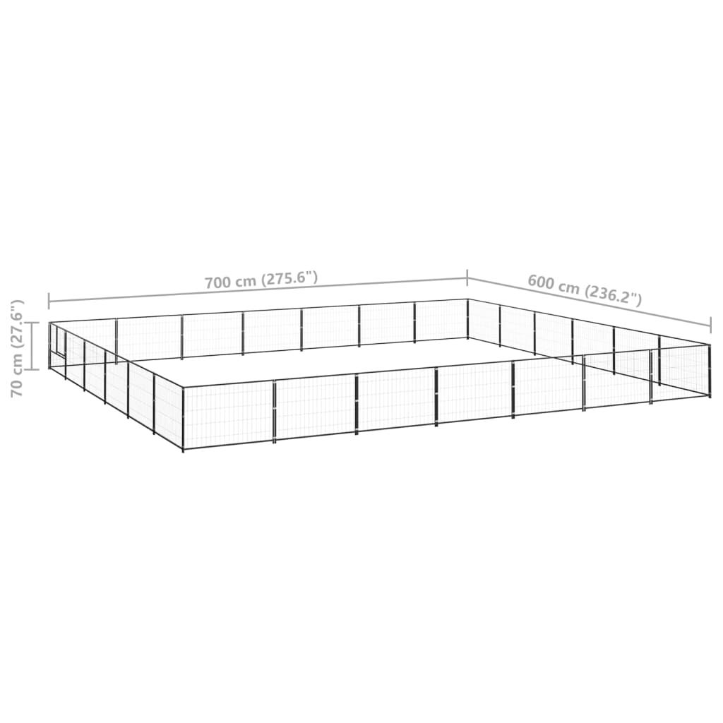 Hondenkennel 42 m² staal zwart - AllerleiShop