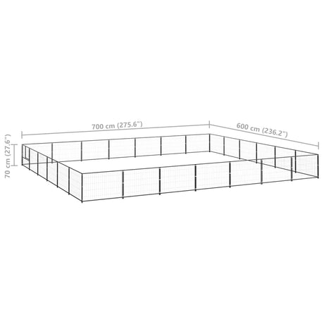 Hondenkennel 42 m² staal zwart - AllerleiShop