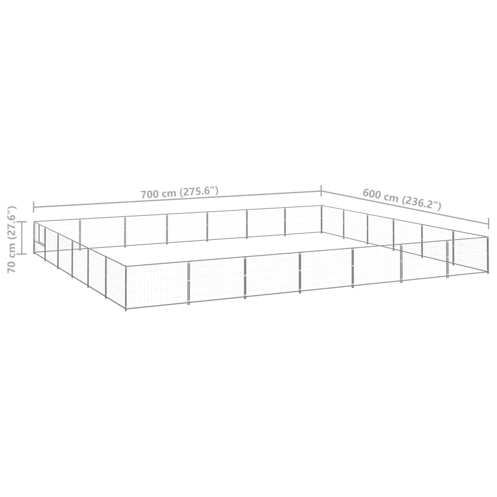 Hondenkennel 42 m² staal zilverkleurig - AllerleiShop