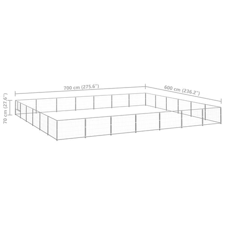 Hondenkennel 42 m² staal zilverkleurig - AllerleiShop