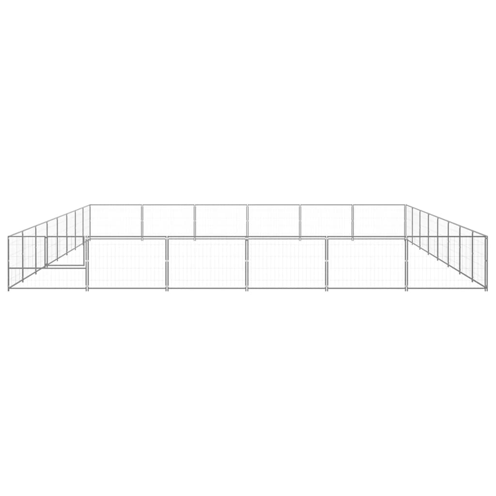 Hondenkennel 48 m² staal zilverkleurig - AllerleiShop