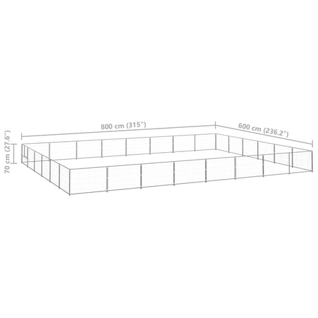 Hondenkennel 48 m² staal zilverkleurig - AllerleiShop