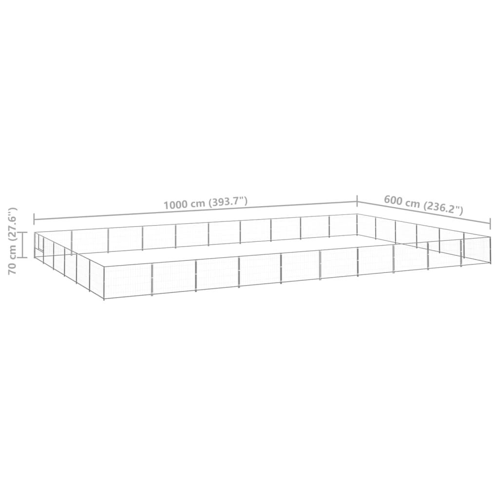 Hondenkennel 60 m² staal zilverkleurig - AllerleiShop