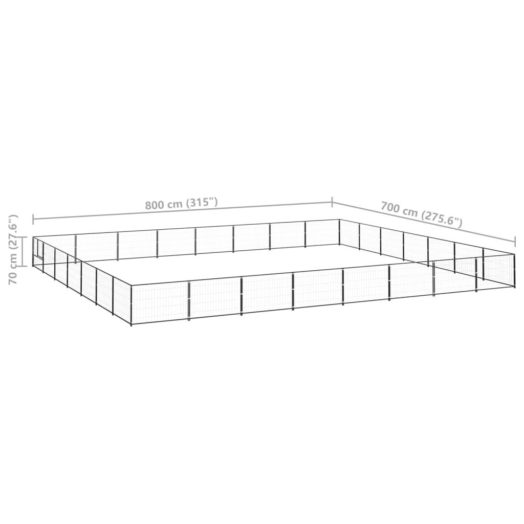 Hondenkennel 56 m² staal zwart - AllerleiShop