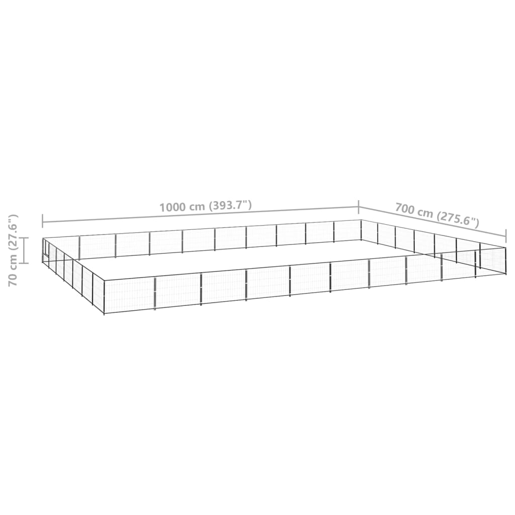 Hondenkennel 70 m² staal zwart - AllerleiShop