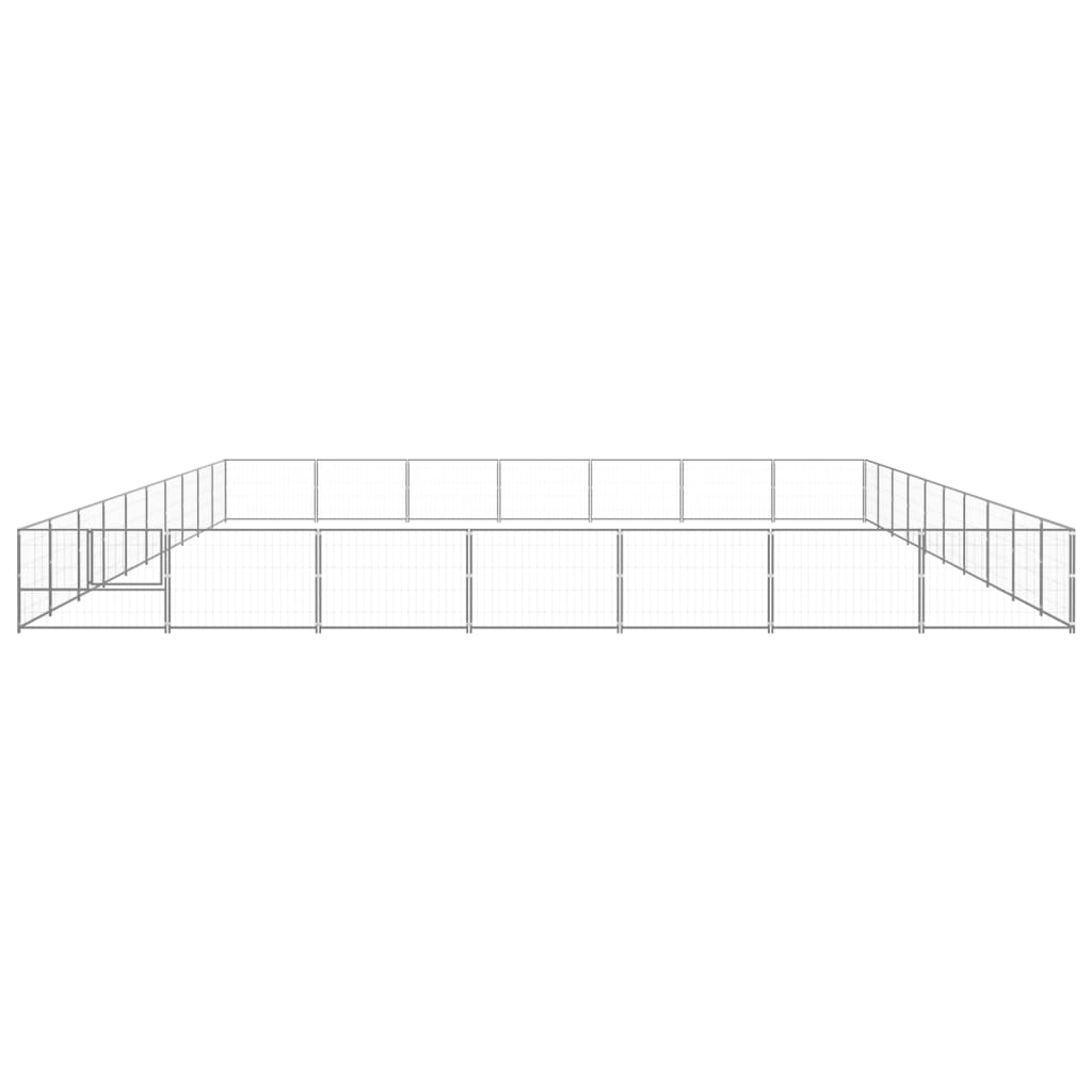 Hondenkennel 70 m² staal zilverkleurig - AllerleiShop