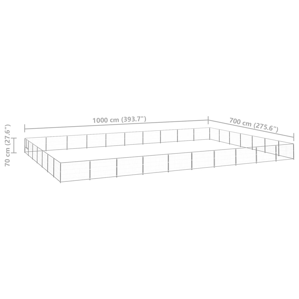 Hondenkennel 70 m² staal zilverkleurig - AllerleiShop