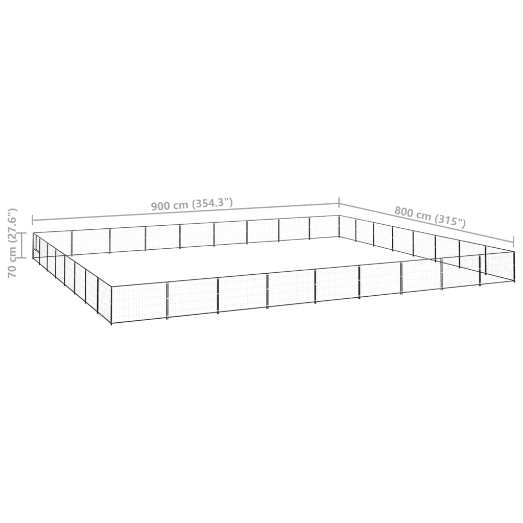 Hondenkennel 72 m² staal zwart - AllerleiShop