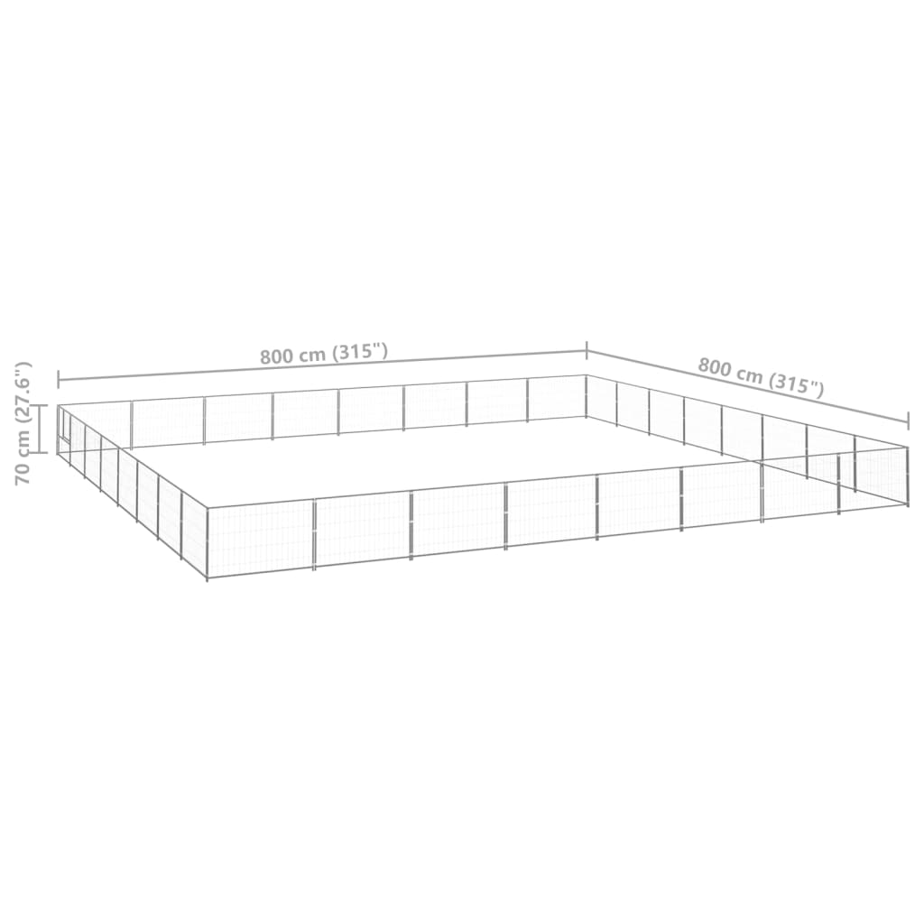 Hondenkennel 64 m² staal zilverkleurig - AllerleiShop