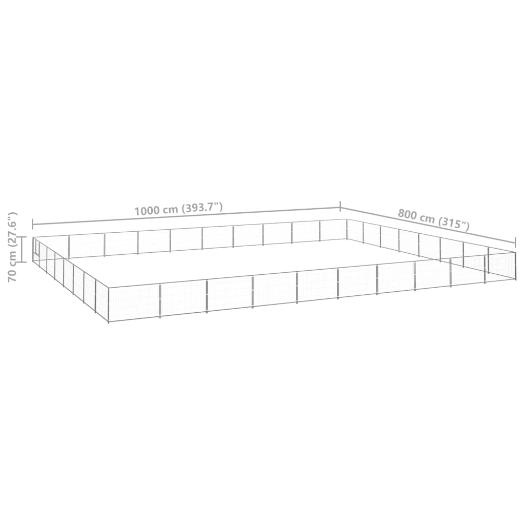 Hondenkennel 80 m² staal zilverkleurig - AllerleiShop