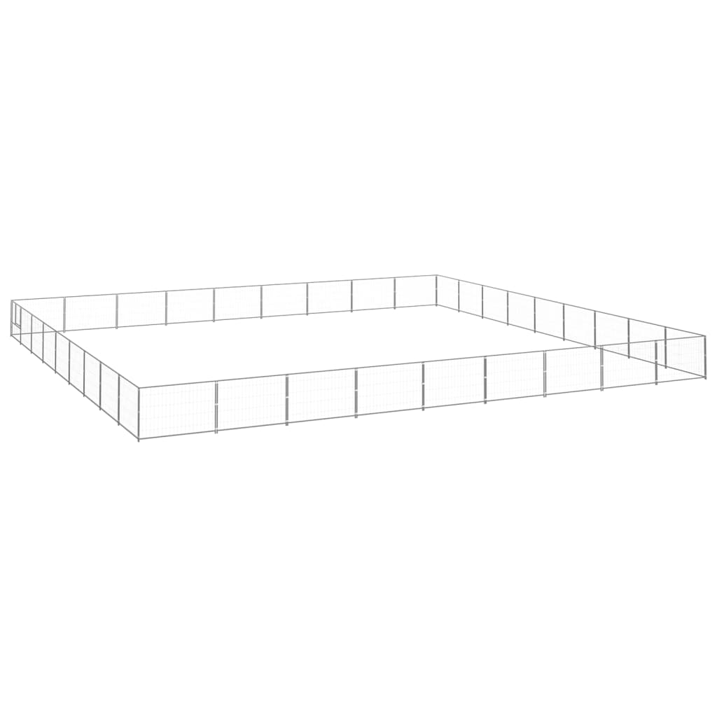 Hondenkennel 81 m² staal zilverkleurig - AllerleiShop