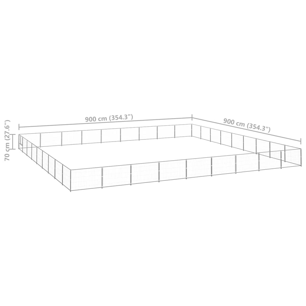 Hondenkennel 81 m² staal zilverkleurig - AllerleiShop