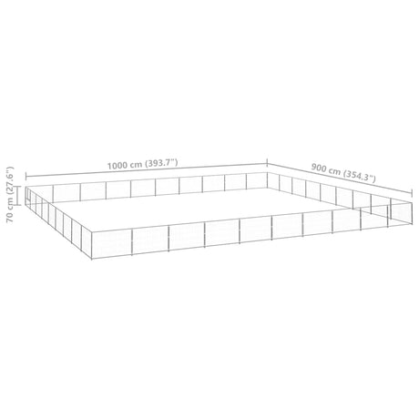 Hondenkennel 90 m² staal zilverkleurig - AllerleiShop