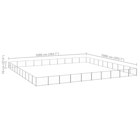 Hondenkennel 100 m² staal zilverkleurig - AllerleiShop