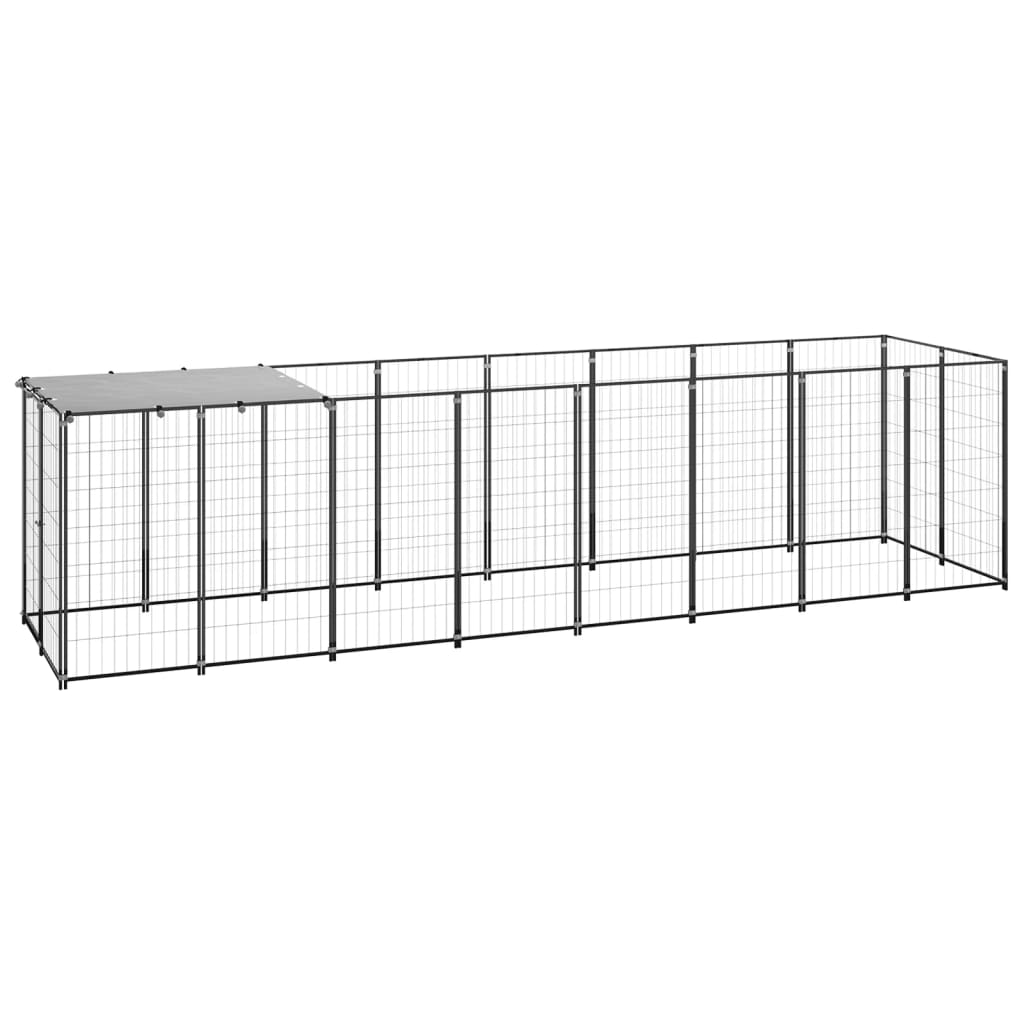 Hondenkennel 4,84 m² staal zwart - AllerleiShop