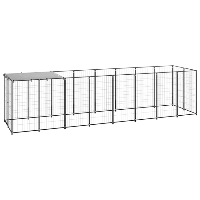 Hondenkennel 4,84 m² staal zwart - AllerleiShop