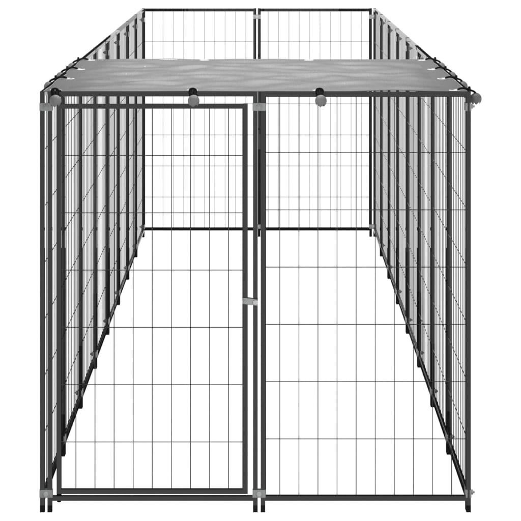 Hondenkennel 4,84 m² staal zwart - AllerleiShop