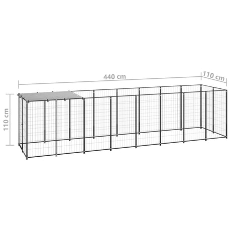 Hondenkennel 4,84 m² staal zwart - AllerleiShop