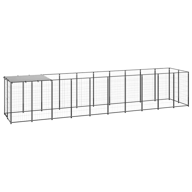 Hondenkennel 6,05 m² staal zwart - AllerleiShop